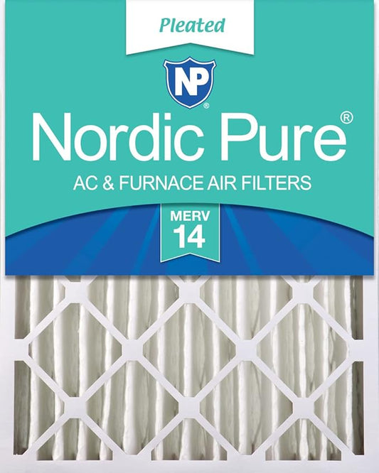 Nordic Pure 20x20x4 (19_1/2 x 19_1/2 x 3_5/8) Pleated MERV 14 Air Filter 1 Pack