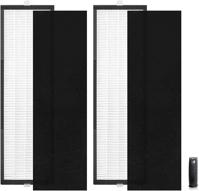 NKA 2-Pack T500 Air Purifier Filter Replacement - Compatible with TF60/TF60-MP, for Breathe Smart Tower Air Purifier，Includes 2 High-Efficiency Filters & 2 Carbon Pre-Filters