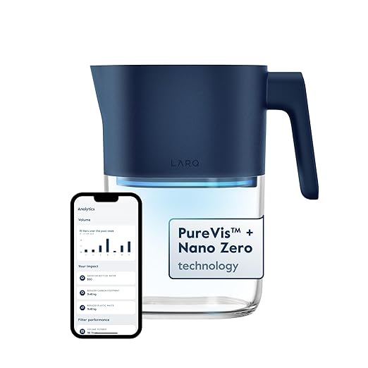 LARQ Pitcher PureVis 1.9L/ 8-Cup | Self-Cleaning UV Water Filter Pitcher for Tap and Drinking Water | Removes Chlorine, PFAS, PFOS, and More | Plant-Based Carbon Filter, 1-Year Warranty
