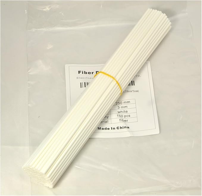 100 Pieces Fiber Reed Diffuser Replacement Refill Sticks (10" x 3mm, White)
