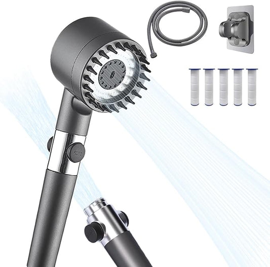 Filtered Shower Head with Handheld, 3 Spray Mode Hard Water Detachable with Filters and 59" Inch Hose Bracket, High Pressure shower heads, Suitable For Bathing And Rinsing Fish Tank And Pets