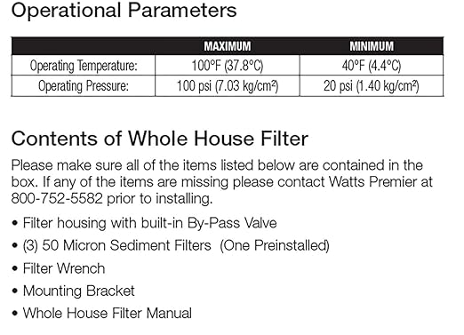 Watts Premier White Whole House Water Filtration Kit with Built-in Bypass Valve, Filter Housing, Three 50-Micron Sediment Filters, Mounting Bracket, Wrench