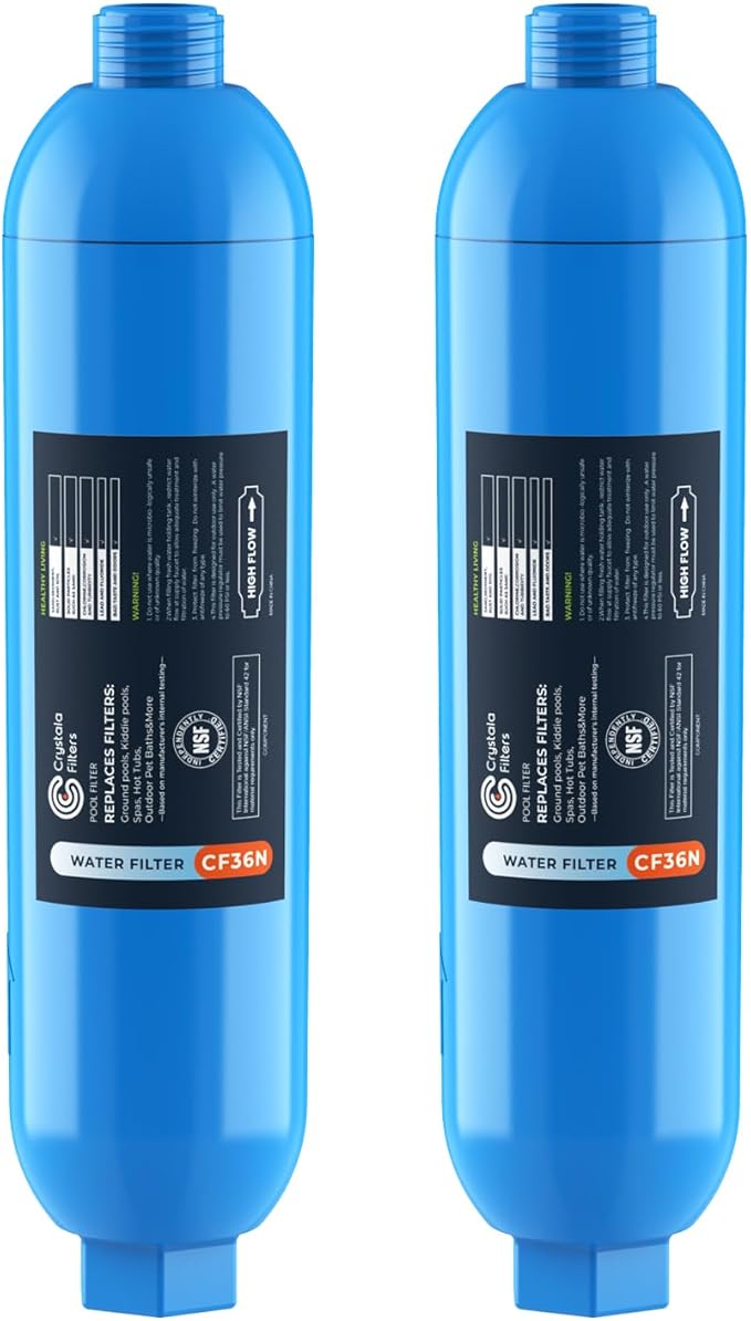 Crystala Garden Hose End Pre-Filter for Swimming Pool, Hot Tubs, Spa, Inflatable Pool, Ponds, Greatly Reduces Bad Taste, Odors, Chlorin and Sediment, up to 8,000 Gallons, 2 Pack