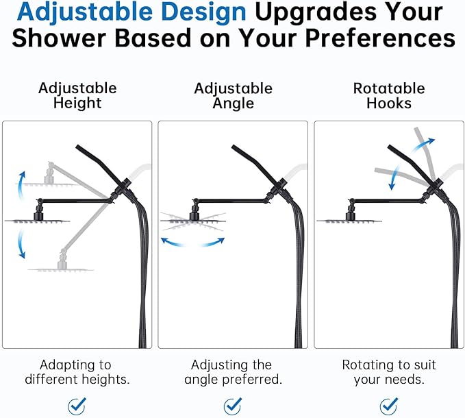 G-Promise All Metal 10 Inch Dual Square Shower Head with Handheld Spray Combo, Rain Shower Head, Adjustable Extension Arm, 3-Way Diverter, 71 Inch Long Hose - A Bathroom Upgrade(Oil Rubbed Bronze)