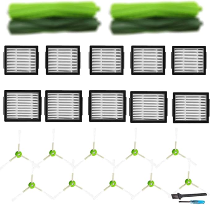 24PK Replacement Parts Kit for iRobot Roomba i7 i7+ i1 i3 i4 i5 i6 i8 J5 J6 J7 J8 J9 Plus E5 E6 Vacuum, Rubber Brushes & High-Efficiency HEPA Filters & Side Brushes
