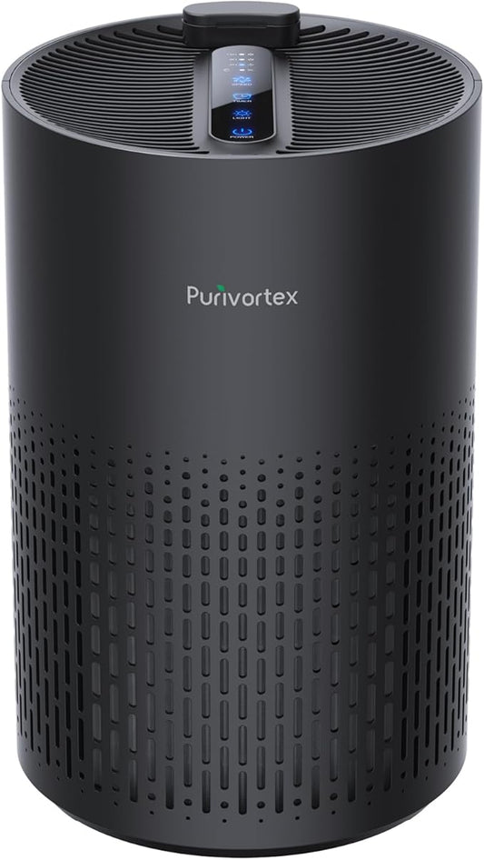 Purivortex Air Purifiers for Home, Quiet HEPA Air Filter for Pollen, Smoke, Dust, Pet Dander, Odor, Hair, Covers Up to 880 Sq Ft (Model: AC400 Black with Fragrance Sponge)