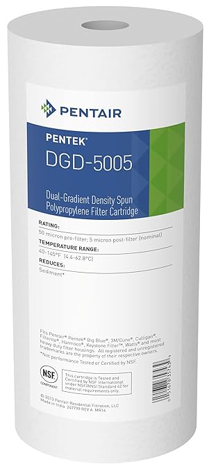 Pentair Pentek Big Blue Filter Housing and Water Filter Cartridge Bundle