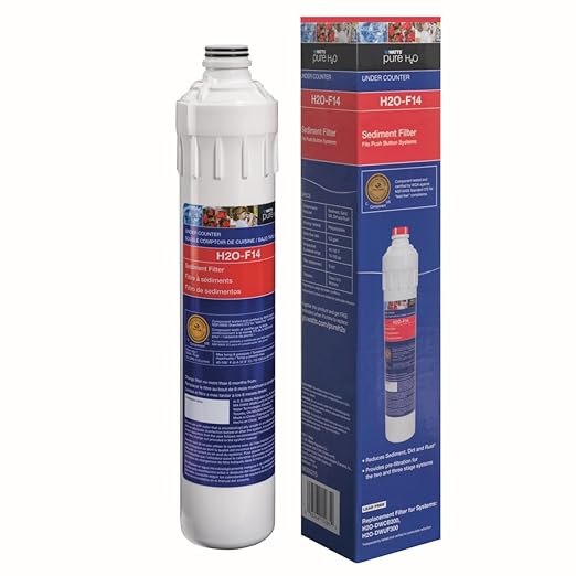 Watts Premier H2O-F14 Pure H2O 5-Micron Sediment Water Filter Replacement for H2O-DWCB200 and H2O-DWUF300 Under Counter Water Filtration Systems, Push Button Design