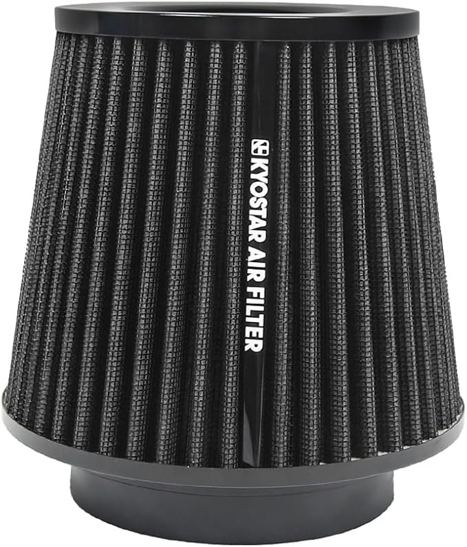 Kyostar 3/3.5/4inch Inlet Cold Air Intake Cone Replacement Performance Washable High Flow Dry Air Filter, Black