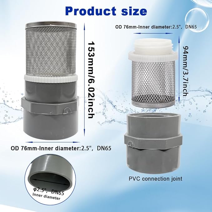 2.5" Stainless Steel Filter DN65/2.5" Suction Strainers Used to Remove Debris and Reduce Solid Entry（1pcs）