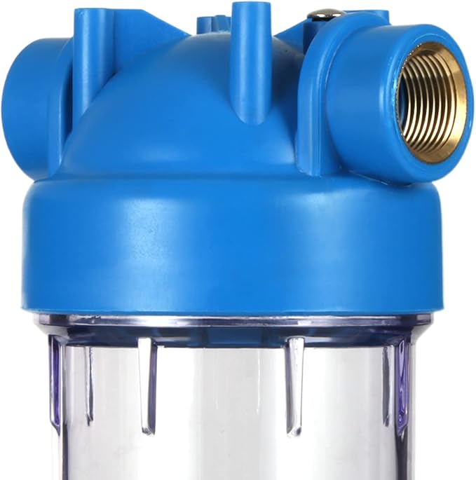 Geekpure 10-Inch Whole House Clear Filter Housing - 3/4" NPT Brass Port-Fit for 2.5" x 10" Filters (3)