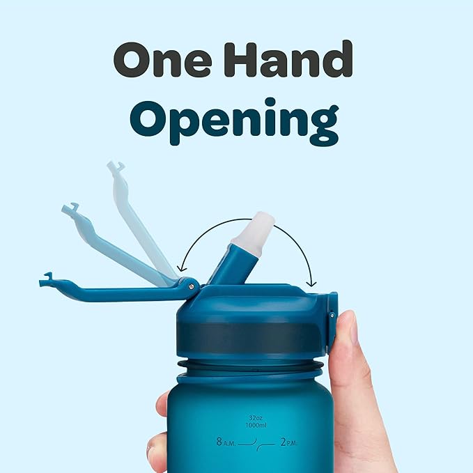 Hydracy Water Bottle with Time Marker -Large BPA Free Water Bottle & No Sweat Sleeve -Leak Proof Gym Bottle with Fruit Infuser Strainer & Times to Drink -Ideal for Fitness Sports & Outdoors