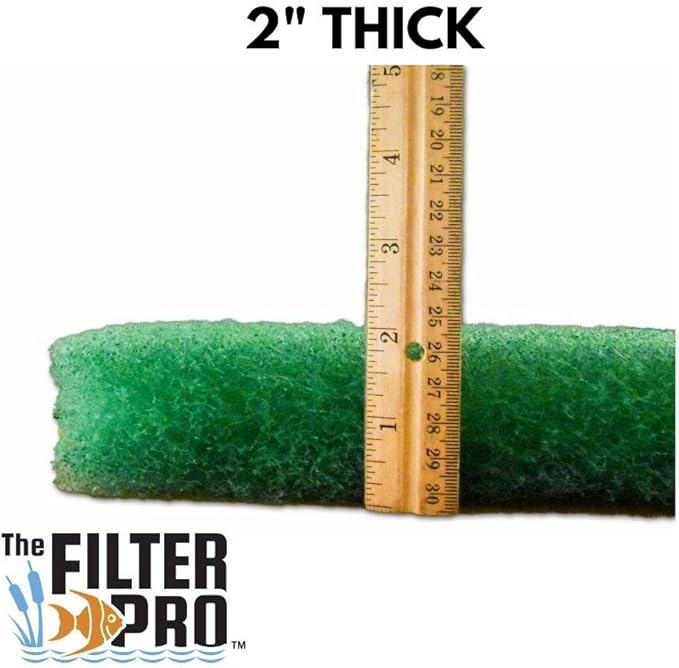 Green Coarse Filter Media, 2" Thick, 28" x 120" Roll, Perfect for Aquariums, Ponds or Water Gardens, Made in USA