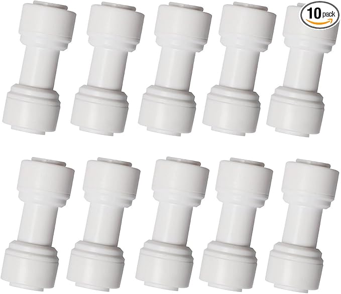 Food-Grade Quick Connector Push-In Tube Fitting 3/8 inch Tube OD to 3/8 inch Tube OD push fit straight quick connect for RO water system (10pack)