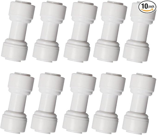 Food-Grade Quick Connector Push-In Tube Fitting 3/8 inch Tube OD to 3/8 inch Tube OD push fit straight quick connect for RO water system (10pack)