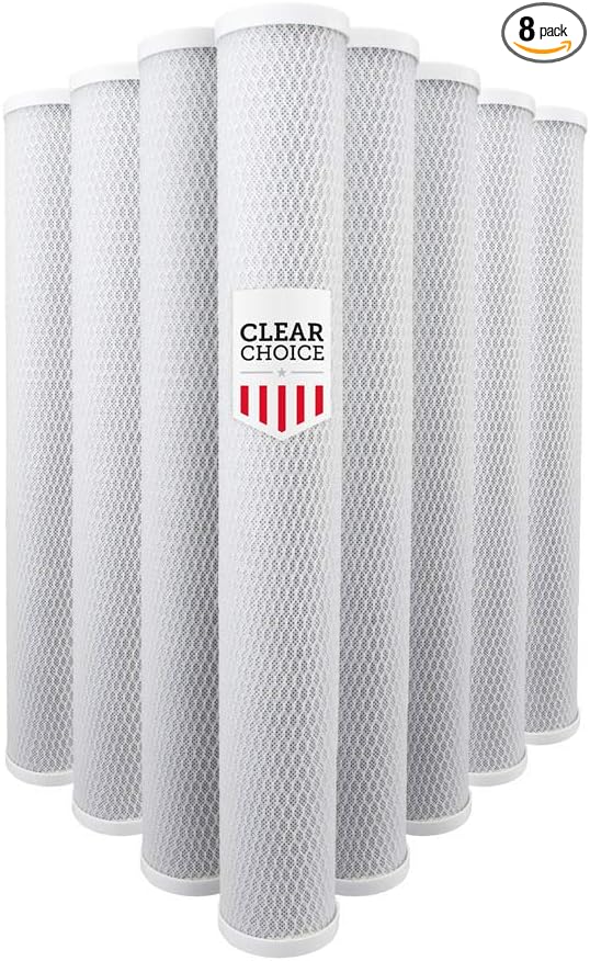 Clear Choice Sediment Water Filter 5 Micron 20 x 2.50" Water Filter Cartridge Replacement 20 inch RO System 155635-43, HPEV910825, 8-Pk