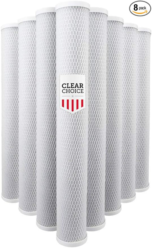 Clear Choice Sediment Water Filter 5 Micron 20 x 2.50" Water Filter Cartridge Replacement 20 inch RO System 155635-43, HPEV910825, 8-Pk