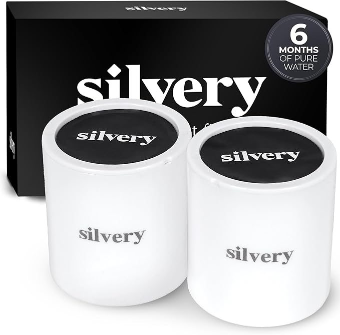 Silvery High Pressure Filtered Shower Head - Dermatologist-Approved Clean Water with Silvery Technology™ Filter - Showerhead Removes Impurities for Healthier Skin (Fixed Replacement Filters)