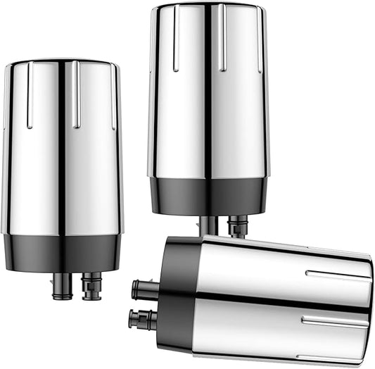 Faucet Water Replacement Filter Compatible with Brita Faucet Filtration Systems, Fits All Brita Tap Water Filters, Pack of 3 (Chrome)