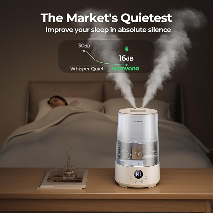 Homvana 3.6L Cool Mist Humidifiers for Bedroom, Large Room, House, Office, Living Room, 34H Top Fill, Aroma, Essential Oil Diffuser for Home, Portable Mini Air Humidifier for Hotel Scent (Transparent)