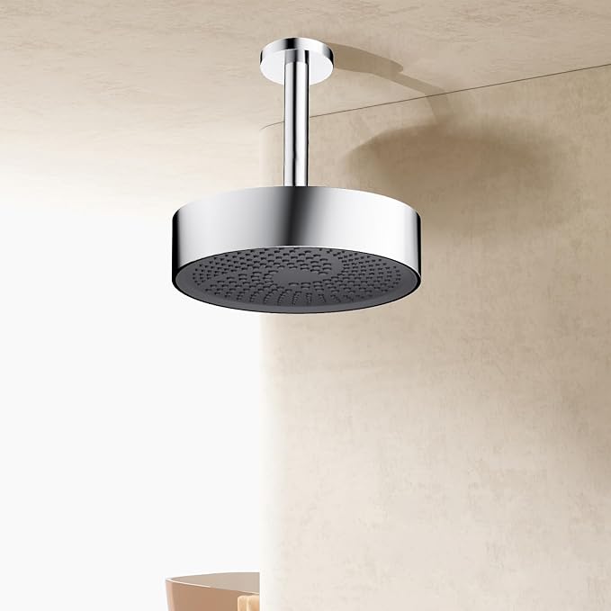 AULEEND，high pressure shower heads，with Anti-Clog Rubber Jets - 360° Rotation Adjustable Shower Head -7.87inches (Chrome)