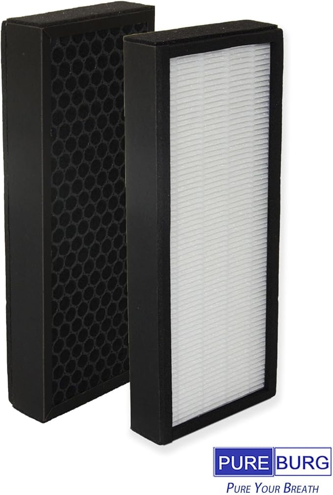 PUREBURG F1702HE Replacement Filter Compatible with Hunter HT1702 10200 Air Purifier, Part F1702HE/2 (30612), 2-Pack H13 HEPA Activated Carbon 2-in-1