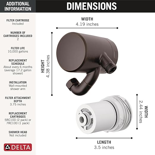 Delta Faucet Clarifi Premium Shower Filter Attachment Oil Rubbed Bronze with Additional Filter Cartridge
