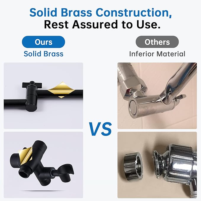 G-Promise All Metal 10 Inches Rainfall Shower Head with Handheld Spray Combo, 3 Settings Diverter, Adjustable Extension Arm with Lock Joints, 71 Inches Stainless Steel Hose (Matte Black)