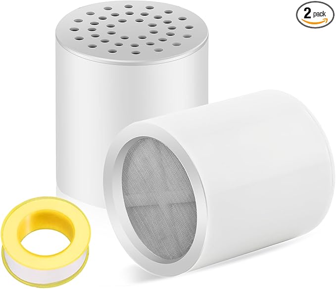 Shower Filter Replacement Cartridge: 20 Stage Shower Filter for Hard Water Removes Chlorine Fluoride & Heavy Metals - 2 Pack Water Softener for Hair/Skin