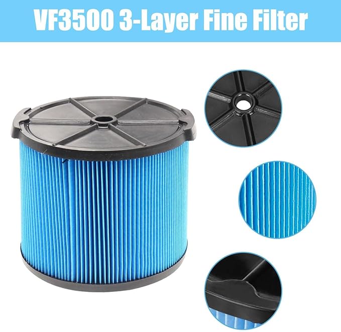 ANBOO 4 Pack VF3500 Replacement Filters for Ridgid Shop Vac 3-4.5 Gallon Wet/Dry Vacuum Cleaners + 2 Pack VF3501 Vacuum Filter Bags Compatible with Shop Vac 3-4.5 Gallon Vacuums