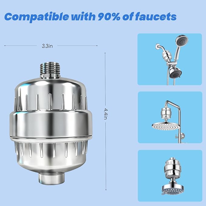 ALTHARA Shower Head Filter, High Output Shower Filter Head for Hard Water 20 Stage, Reduces Dry Itchy Skin, Dandruff, Eczema, Bathroom Fixture Hardware Parts - Chrome