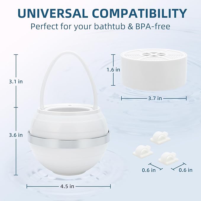 Bath Water Filter, Bathtub Water Filter, Bath Filter for Tub，Bath WaterFilter for Tub Faucet - BPA Free - White
