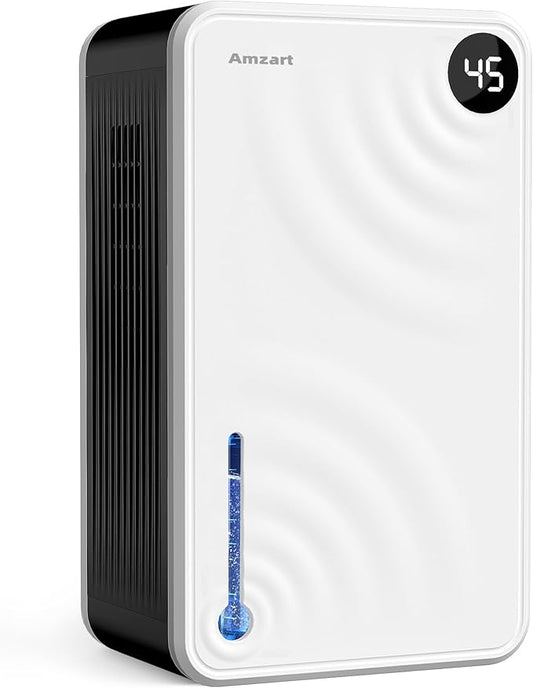 Dehumidifier, Dehumidifiers for Home (1000 sq.ft), 98 OZ Dehumidifier for Basement Bathroom Bedroom, Auto Shut Off Dehumidifiers, Timer Setting, Digital Display, Drain Hose, 7 Colors Light, White