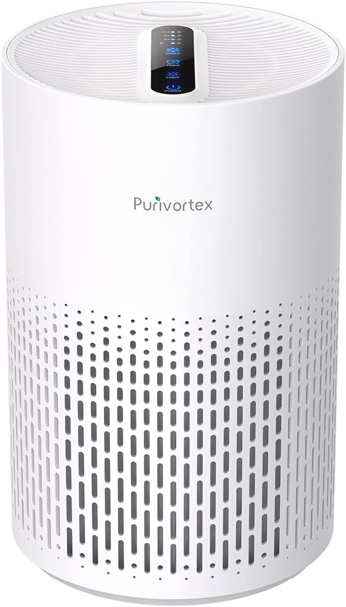 Purivortex Air Purifiers for Home, Quiet HEPA Air Filter for Pollen, Smoke, Dust, Pet Dander, Odor, Hair, Covers Up to 880 Sq Ft, AC400 White