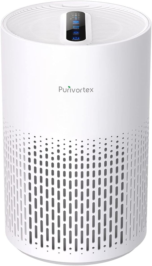 Purivortex Air Purifiers for Home, Quiet HEPA Air Filter for Pollen, Smoke, Dust, Pet Dander, Odor, Hair, Covers Up to 880 Sq Ft, AC400 White