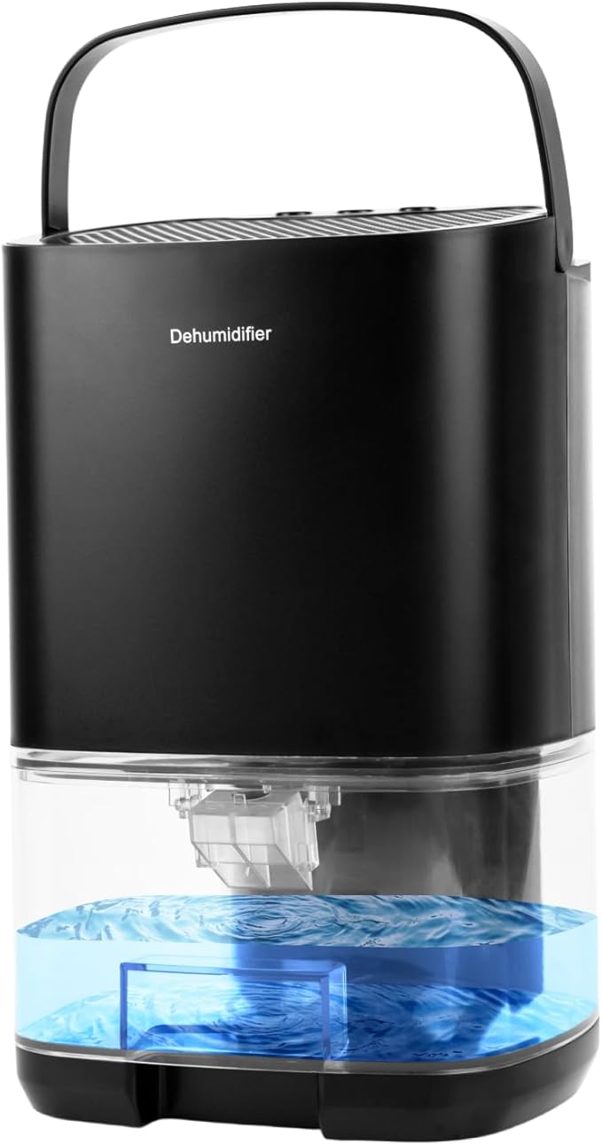 Dehumidifier ELROTONEG, 35 OZ Water Tank (300 sq. ft), Small Dehumidifier for Basement with Auto-Off, Sleep Mode and LED Lighting (Black)