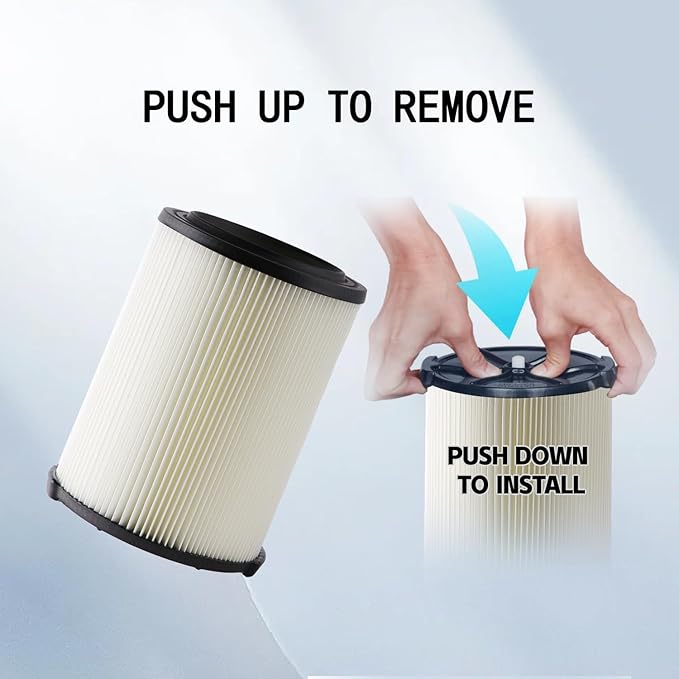 VF4000 Replacement Filter for 72947 Wet Dry Vac 5 to 20-Gallon 6-9 Gal Husky Craftsman 17816 Vacuum Compatible WD5500 WD0671 RV2400A RV2600B Washable & Reusable Replace VF4000 Filter (4 Pcs)