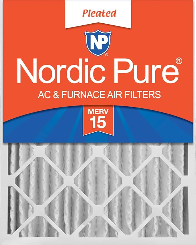 Nordic Pure 16x25x4 (15_1/2 x 24_1/2 x 3_5/8) Pleated MERV 15 Air Filter 1 Pack