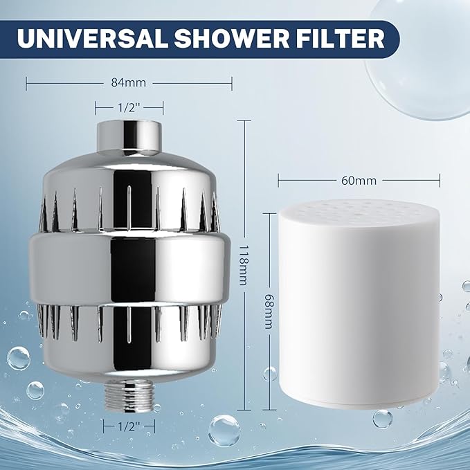 iSpring FSF2 33-Stage Universal Shower Filter Replacement Cartridge, Improves Conditions of Skin, Hair, and Nails, White