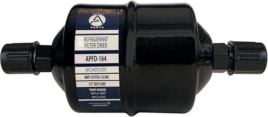 Appli Parts APFD-164 1/2 in Liquid Line Refrigerant AC Filter Drier hvac Refrigeration 164 SAE Flare connection universal unidirectional 7in long 3in wide