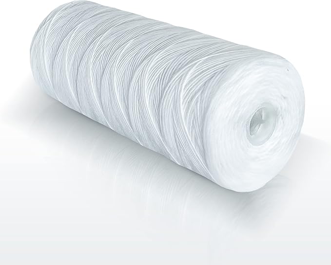 High Capacity Wound String 5 Micron Sediment Water Filter Cartridge 10” x 4.5” Removes Sand, Dirt, Silt, Rust, Extended Filter Life Compatible with 355215-45, 84637, PC10, WP1097P, WPX597P