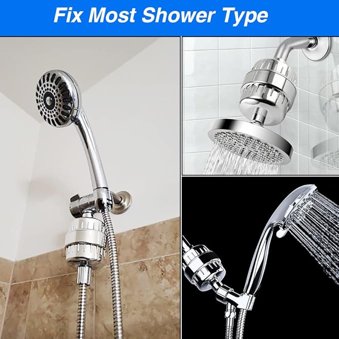 15 Stage Shower Head Filter for Hard Water - High Output Shower Water Filter Reduces Chlorine, Improves Skin Condition