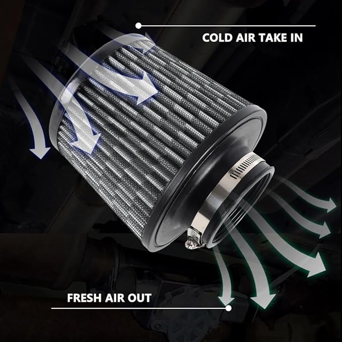 muge racing Universal 3 Inch 76mm Air Intake Filter Replacement Cone Air Filters Quality Dry Air Filter