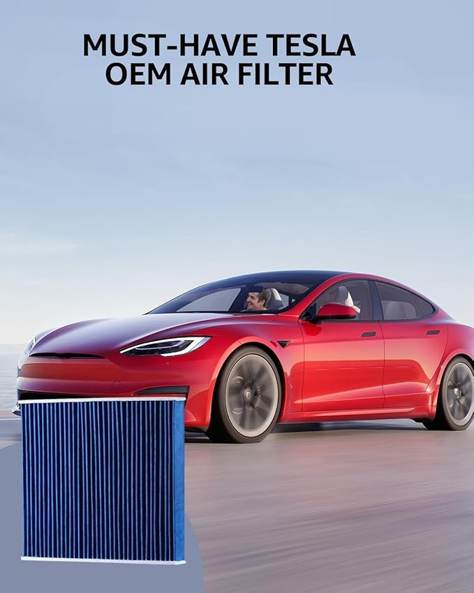 BASENOR 2026-2022 Tesla Model S Model X Cabin Air Filter with Activated Carbon Air Filter Replacement Tesla Model S Plaid Model X Plaid Interior Accessories