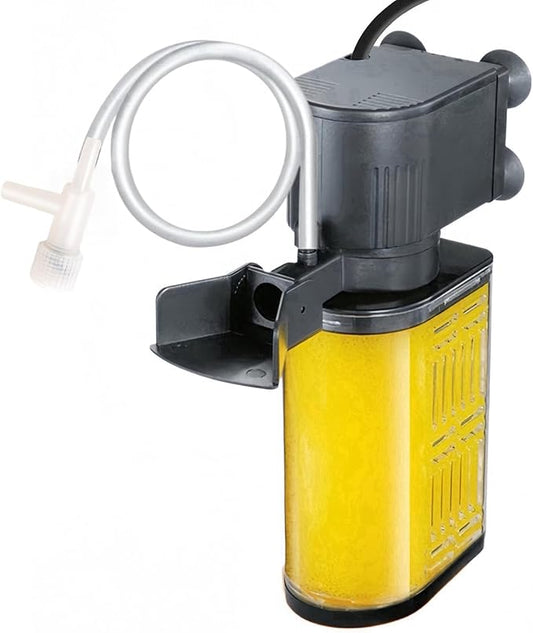 Aquarium Filter for 20-50 Gallons, Ultra-Quiet Fish Tank Filters Biochemical Filtration 200GPH Powerful Pump Submersible Sponge Filter for Large Fish & Turtle Tanks Water Clear Air Supply (13W)
