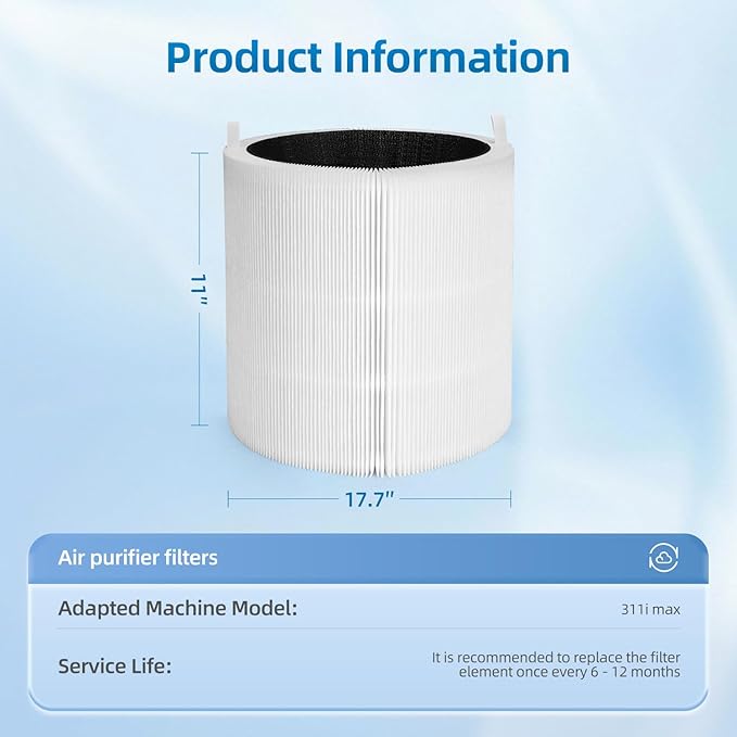 311i Max Replacement Filter Compatible with Blueair Blue Pure 311i Max Air Purifier,H13 Activated Carbon Filter 2 Pack