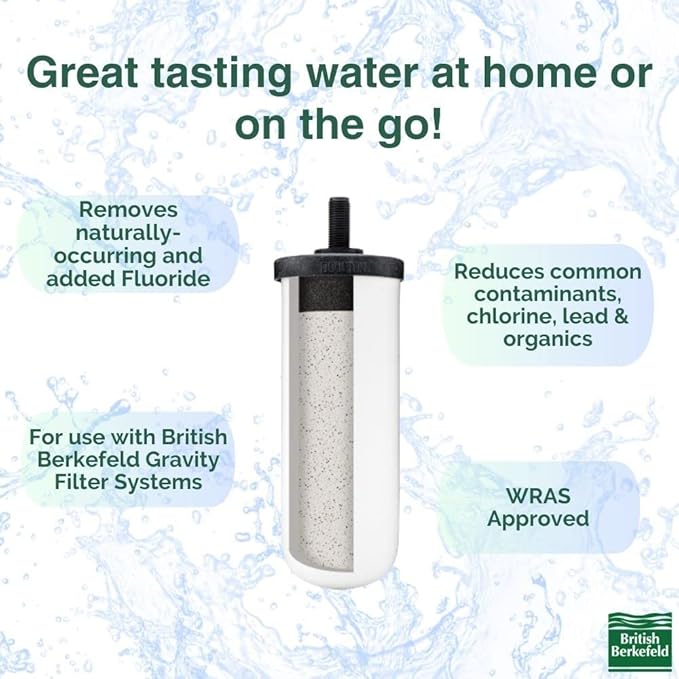 British Berkefeld Doulton W9120133 8B76 7" Ultra Fluoride Gravity Drinking Water Ceramic Replacement Candle Element Filter 3 Pack