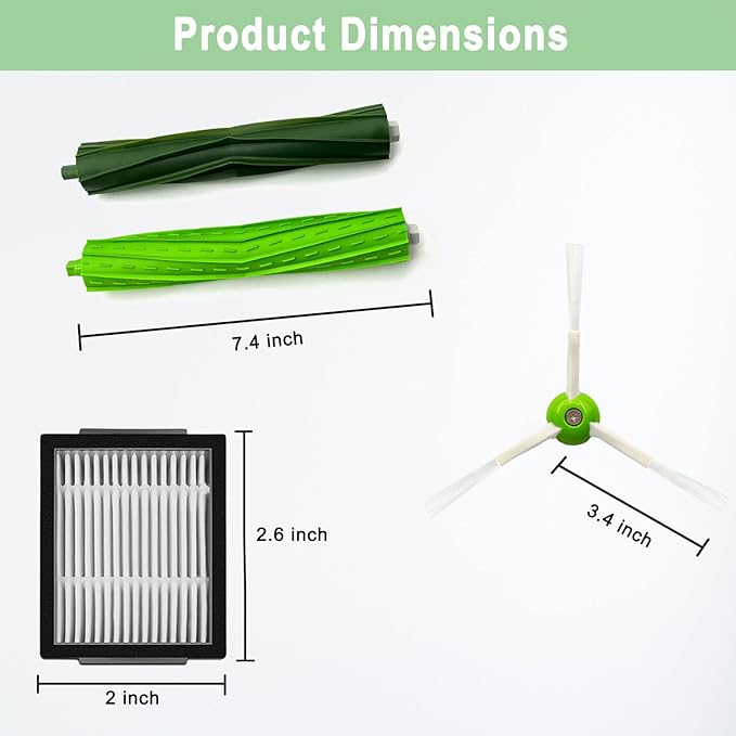 roomba i7 replacement parts for irobot Roomba i3 i3+ i4 i6 i6+ i7 i7+ i8 i8+/Plus E5 E6 E7 J7 I,E &J Series vacuum cleaners, 3 set of rubber brushes 10 filters 10 side brushes