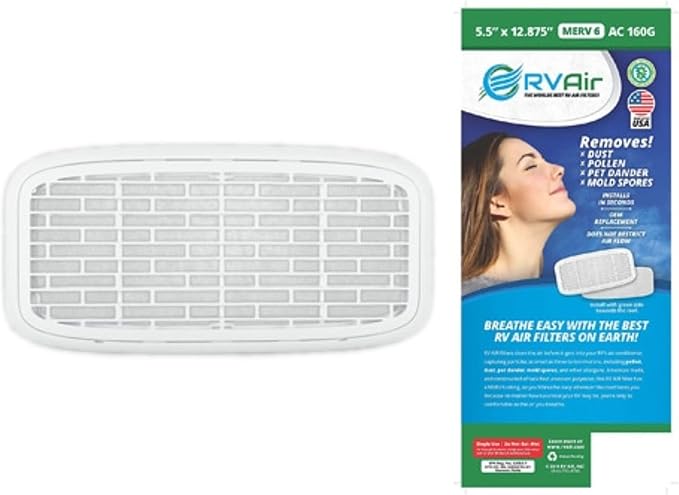 AC Filter - Air Conditioner Replacement Filters - RV Air Cleaner - Camper Accessories for Travel Trailers - Easy to Install Vent Filter - 12.875 x 5.5 x 0.75 in (4 Filters for AC 160G)