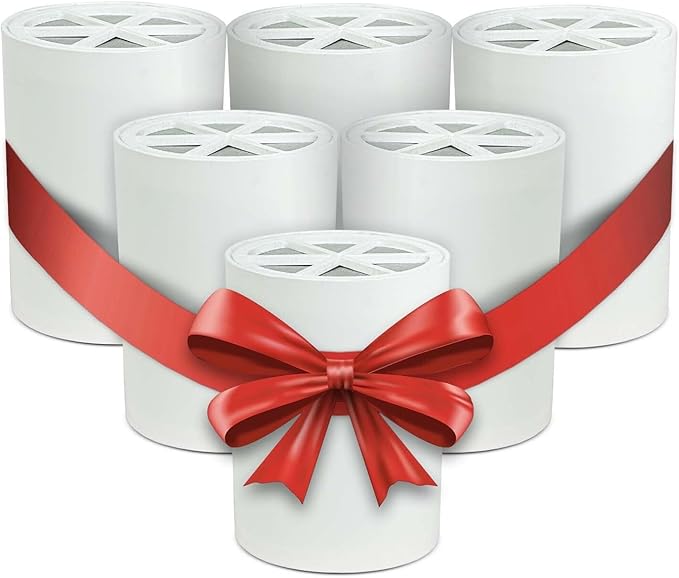 Crystal Quest Shower Filter Replacement Cartridge - Removes Chlorine and Contaminants for Cleaner Water - Durable BPA-Free - Built in the USA - Fits Crystal Quest Shower Filters [Pack of 6]